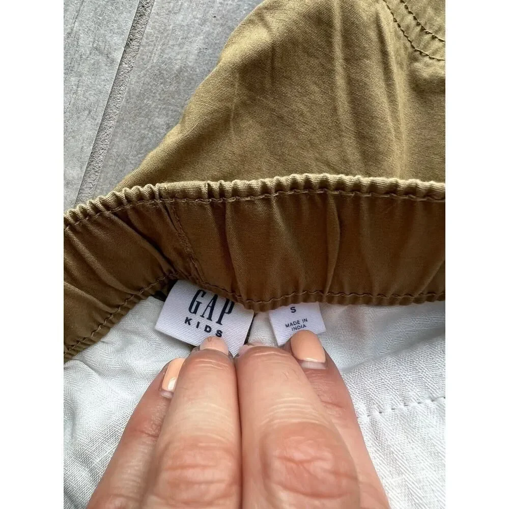 GAP Kids Boy Drawstring Elastic Short Pull-On Khaki Cargo Zip Pocket NEW S 6-7..